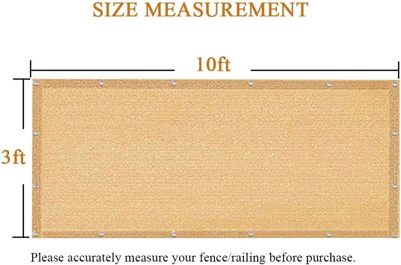 iCover شاشة خصوصية للشرفة 3x10 قدم، غطاء سياج مقاوم للأشعة فوق البنفسجية للشرفة، السطح، الحديقة، الفناء الخلفي، مع روابط كابل مضمنة، رملي - Image 4